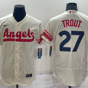 MLB Los Angeles Angels #27 Mike Trout 2022 Cream City Connect Flex Base  Elite Jersey