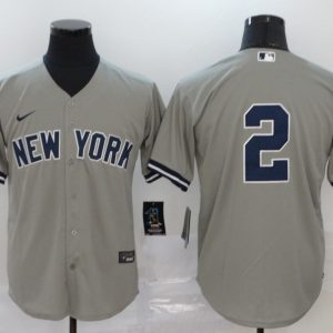 MLB New York Yankees #2 Derek Jeter Grey Game Nike Jersey