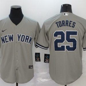 MLB New York Yankees #25 Gleyber Torres GreyGame Nike Jersey