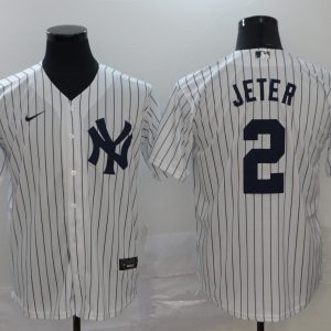 MLB New York Yankees #2 Derek Jeter White Game Nike Jersey