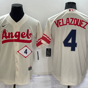 MLB Los Angeles Angels #4 Andrew Velazquez Cream 2022 City Connect Jersey