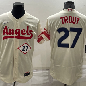 MLB Los Angeles Angels #27 Mike Trout 2022 Cream City Connect Flex Base  Elite Jersey