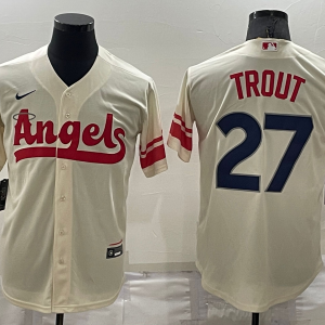 MLB Los Angeles Angels #27 Mike Trout Cream 2022 City Connect Jersey