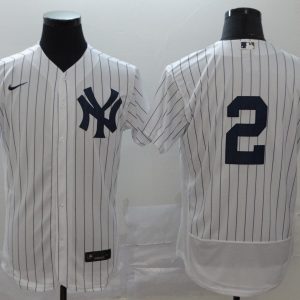 MLB New York Yankees #2 Derek Jeter White Flex Base Stitched Jersey