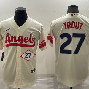 MLB Los Angeles Angels #27 Mike Trout Cream 2022 City Connect Jersey