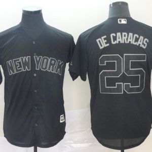 MLB Yankees #25 Gleyber Torres De Caracas Black 2019 Players Weekend Player Men Jersey