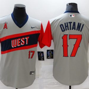 MLB Los Angeles Angels #17 Ohtani Grey Game Nike Jersey