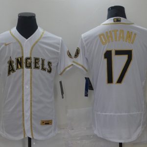 MLB Los Angeles Angels #17 Ohtani 2020 White Golden Flex Base Stitched Jersey