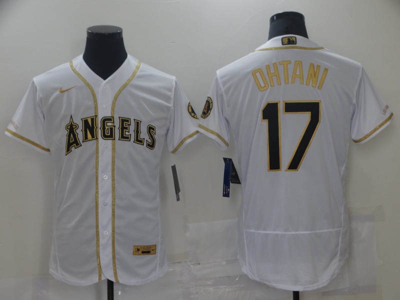 MLB Los Angeles Angels #17 Ohtani 2020 White Golden Flex Base Stitched Jersey
