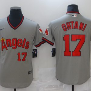 MLB Los Angeles Angels #17 Ohtani Grey Game Nike Jersey