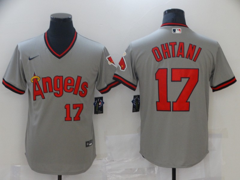 MLB Los Angeles Angels #17 Ohtani Grey Game Nike Jersey
