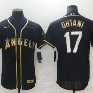 MLB Los Angeles Angels #17 Shohei Ohtani 2021 Black Golden Championship Jersey