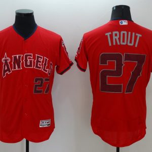 MLB Los Angeles Angels #27 Trout Red Flex Base Elite Jersey