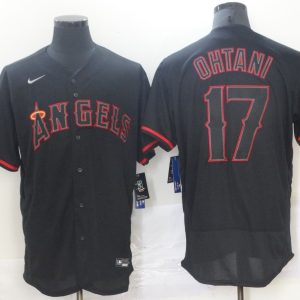 MLB Los Angeles Angels #17 Ohtani  Black Flex Base Elite Jersey