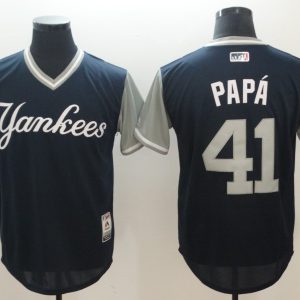 Men's New York Yankees#41 Papa Mejestic Dark Blue 2018 Players' Weekend Flex Base Jersey