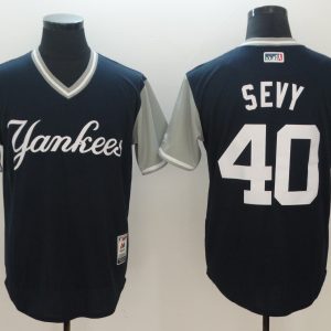 Men's MLB Yankee #40 Sevy Mejestic Dark Blue 2018 Players' Weekend Flex Base Jersey