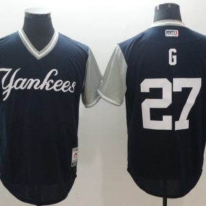 Men's MLB Yankee #27 G Mejestic Dark Blue 2018 Players' Weekend Flex Base Jersey