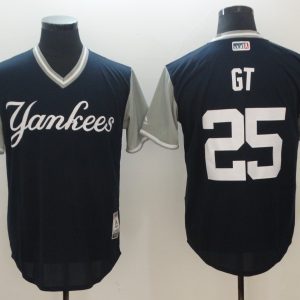 Men's MLB Yankee 25 Gleyber Torres Mejestic Dark Blue 2018 Players' Weekend Flex Base Jersey