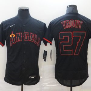 MLB Los Angeles Angels #27 Trout  Black Flex Base Elite Jersey
