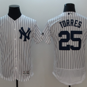 MLB Yankee 25 Gleyber Torres White Flexbase Elite Men Jersey