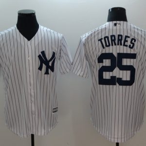 MLB Yankees 25 Gleyber Torres White Game Men Jersey