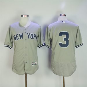 Majestic MLB New York Yankees #3 Babe Ruth Elite Grey Jersey