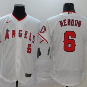 MLB Los Angeles Angels #6 Rendon White Flex Base Elite Jersey