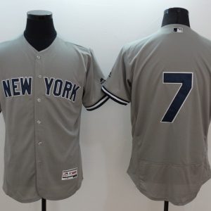 Majestic MLB New York Yankees #7 Mantle Elite Grey Jersey