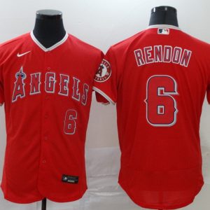 MLB Los Angeles Angels #6 Rendon Red Flex Base Elite Jersey