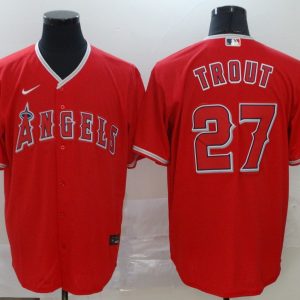 MLB Los Angeles Angels #27 Trout Red Game Nike Jersey