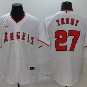 MLB Los Angeles Angels #27 Trout White Game Nike Jersey