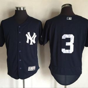 Majestics MLB New York Yankees #3 Ruth D.Blue Elite Jersey