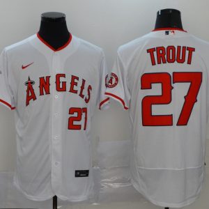 MLB Los Angeles Angels #27 Trout White Flex Base Elite Jersey