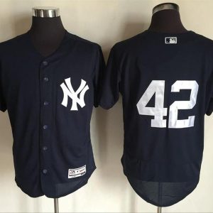 MLB New York Yankees #42 Rivera D.Blue Majestics Elite Jersey