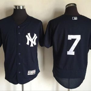 Majestics MLB New York Yankees #7 Mantle D.Blue Elite Jersey