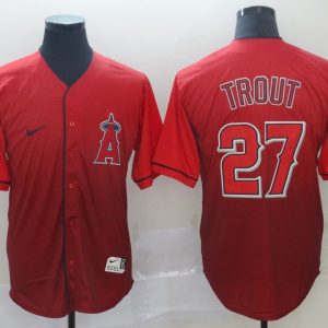 MLB Los Angeles Angels #27 Trout Red Fadeaway Men Jersey