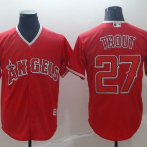 MLB Los Angeles Angels #27 Trout Red Game Jersey