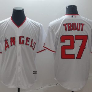 MLB Los Angeles Angels #27 Trout White Game Jersey