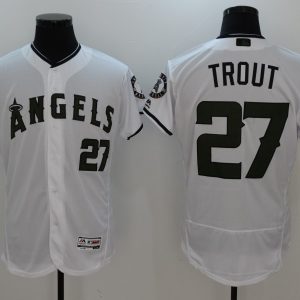 MLB Los Angeles Angels #27 Trout White Anniversary Elite Jersey