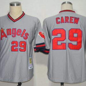 MLB Jerseys Los Angeles Angels 29 Carew Grey M&N 1985