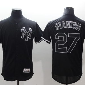 MLB New York Yankees #27 Stanton Black Elite Jersey