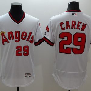 Majestic MLB Los Angeles Angels #29 Carew Elite White Pullover Jersey