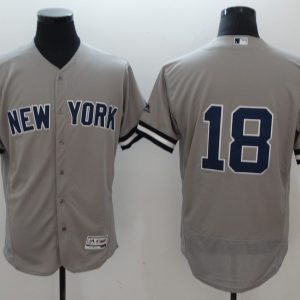 MLB New York Yankees #18 Grey Elite Jersey