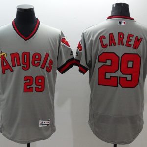Majestic MLB Los Angeles Angels #29 Carew Grey Pullover Jersey