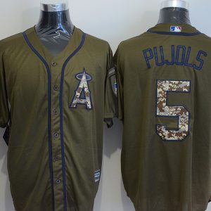 MLB Los Angeles Angeles #5 Pujols Green Salute to Service Jersey