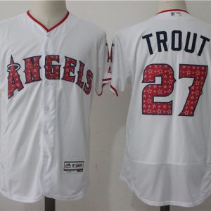 MLB Los Angeles Angels #27 Trout Independence Day Stars & Stripes Elite Jersey
