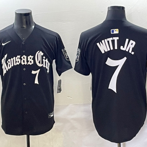 MLB Kansas City Royals #7 Witt Jr. Black Gothic Style With Fernando Jersey