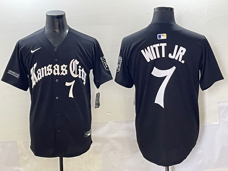 MLB Kansas City Royals #7 Witt Jr. Black Gothic Style With Fernando Jersey