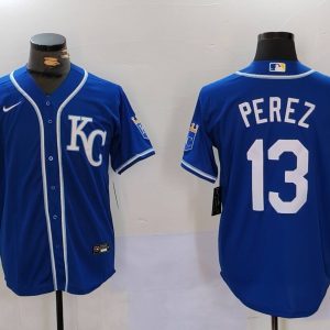 MLB Kansas City Royals #13 Perez Blue Game Nike Jersey