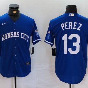 MLB Kansas City Royals #13 Perez Light Blue Game Nike Jersey